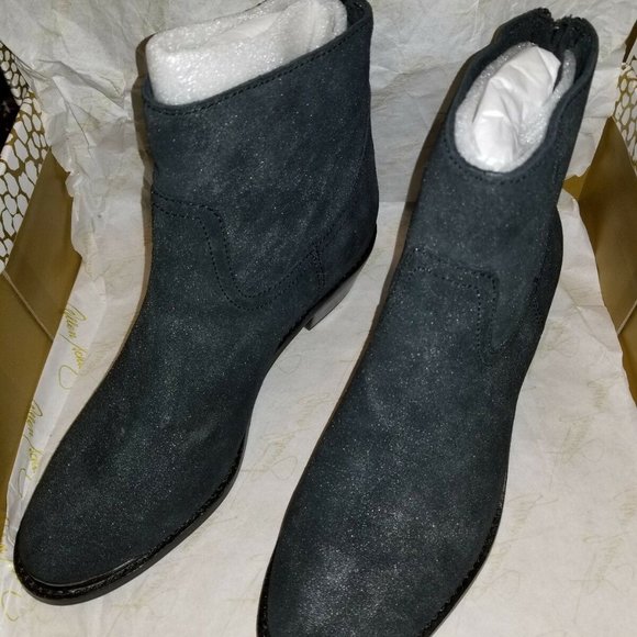 Allen Schwartz Persiphone Leather Metallic Boots 8 - Picture 2 of 7